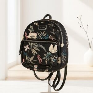 Kate Spade New York Mini Floral Backpack Black Botanical Print Chic Everyday